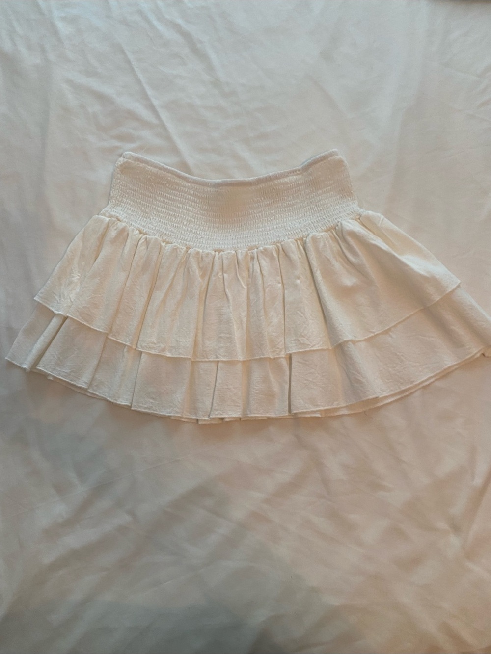 White Tiered Ruffle Mini Skirt